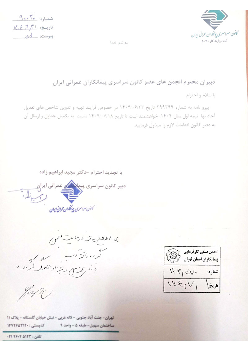 شاخص‌های تعدیل آحاد بها نیمه اول ۱۴۰۴